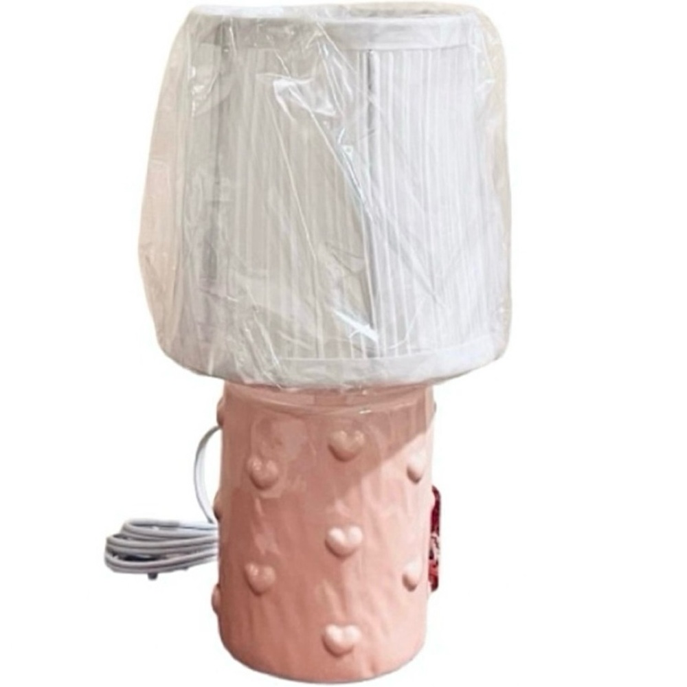 🆕- Karma Home- Viral Coquette Pink Heart Lamp with White Pleated Shade